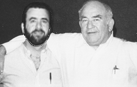 Cohen and Asner after day's work in recording studio.