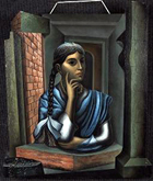 PORTRAIT OF A GIRL (1940) by Roberto Berdecio. A significant contributor to the political and cultural art movement in Mexico during the 1950s and '60s, Berdecio painted murals and portraits, and created lithographs and artistic explorations into the fourth dimension.